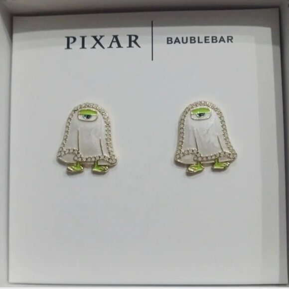 Disney Pixar BaubleBar Mike Wazowski Ghost Earrings Monsters Inc Halloween - Picture 1 of 3